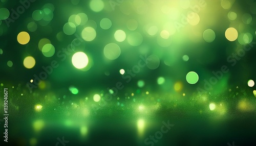 Abstract background, Green With Defocused Bokeh Lights