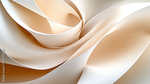 Elegant Digital Artwork with Cream Flowing Waves for a Harmonious and Minimalist Aesthetic : Generative AI