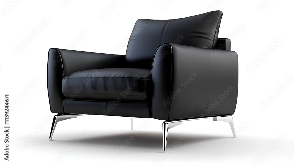 A black leather chair with a white background A black leather chair with a white background