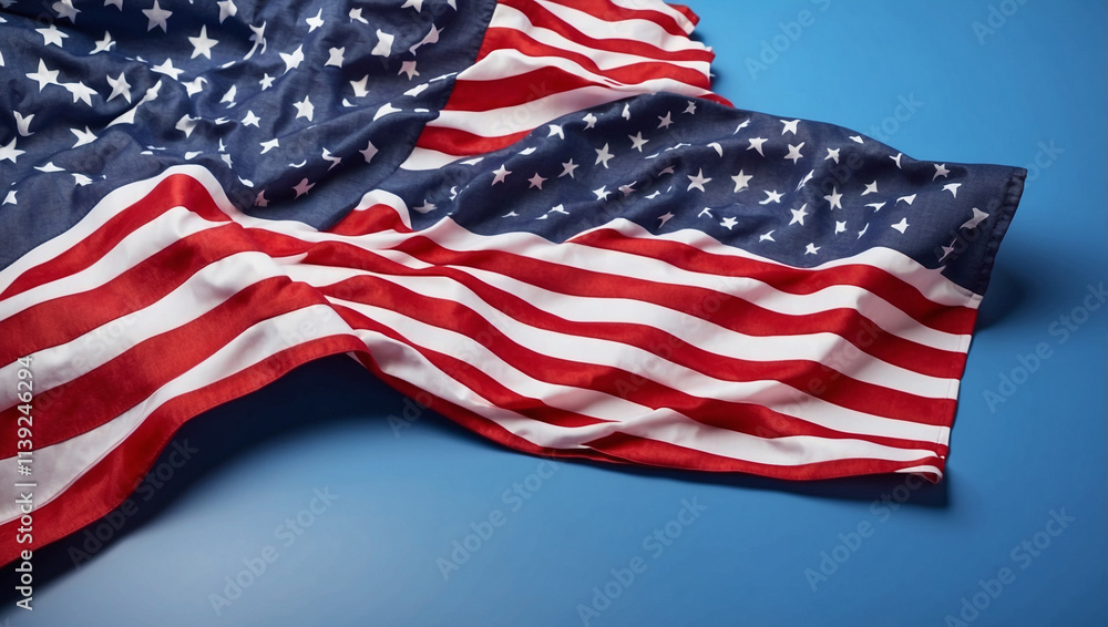 Fototapeta premium American Flag on Blue Background
