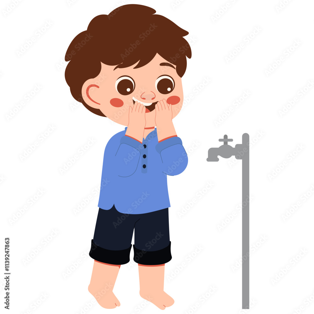 Muslim Boy Prayer Before Ablution Illustration Muslim Boy Prayer Before Ablution Illustration
