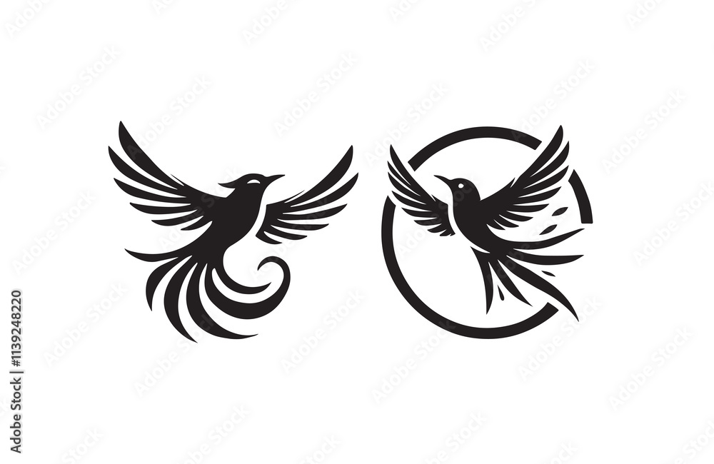 flying birds silhouette vector line art logo design flying birds silhouette vector line art logo design
