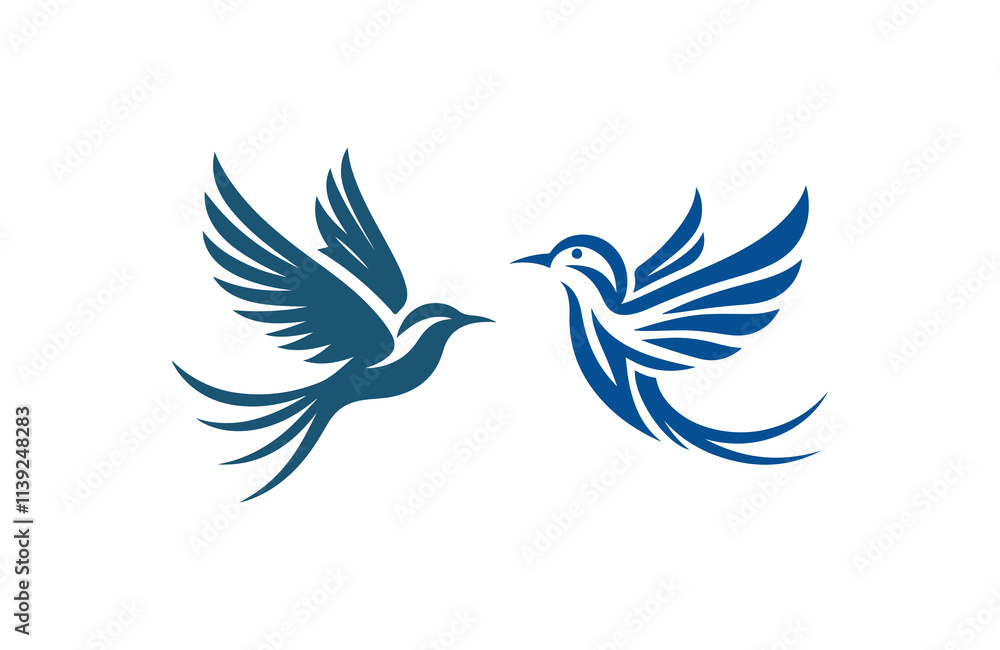 flying birds silhouette vector line art logo design flying birds silhouette vector line art logo design