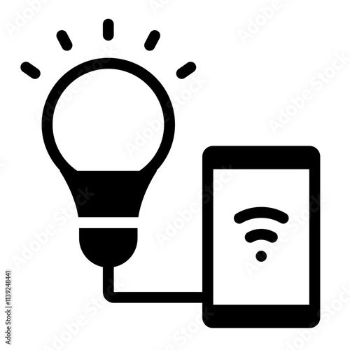 Smart lightbulb glyph icon for IoT based lighting and home automation