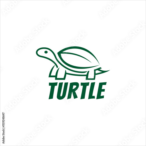 modern turtle care logo. safe turtle design with green leaf shell template