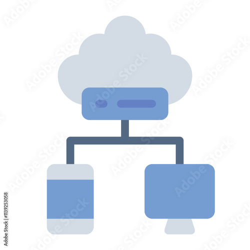 Cloud storage network flat icon for IoT data and secure file management