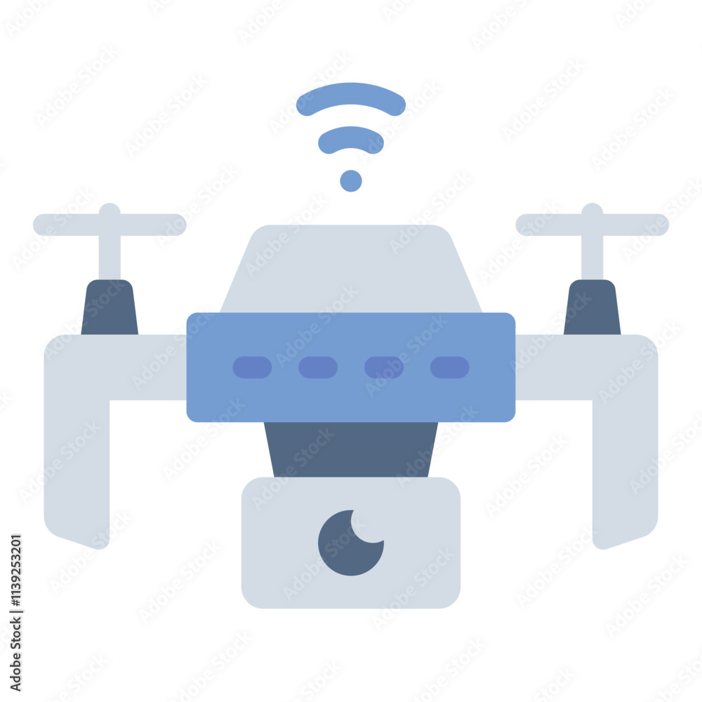Drone flat icon for IoT based aerial device and smart flying Drone flat icon for IoT based aerial device and smart flying