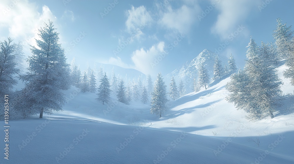 Snowy Mountain Landscape: Winter Wonderland Scene Snowy Mountain Landscape: Winter Wonderland Scene