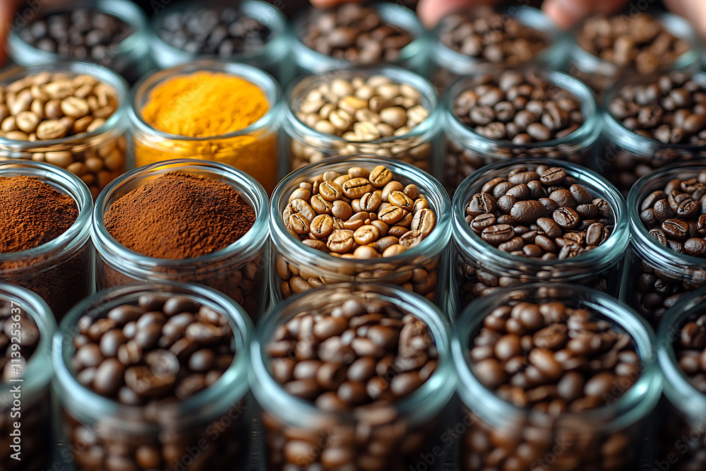 Close-up of coffee beans falling in mid-air against a dark background, capturing their rich texture and earthy tones. The dramatic lighting highlights the beans' natural details, creating a visually s Close-up of coffee beans falling in mid-air against a dark background, capturing their rich texture and earthy tones. The dramatic lighting highlights the beans' natural details, creating a visually s