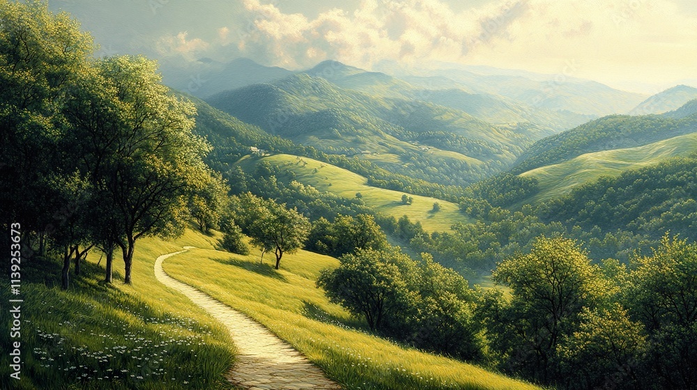Serene Mountain Path: A Picturesque Landscape Serene Mountain Path: A Picturesque Landscape