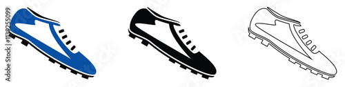 football boots or cleats and soccer shoes vector pictogram sign icon symbol ui and ux design, glyphs and stroke line	
