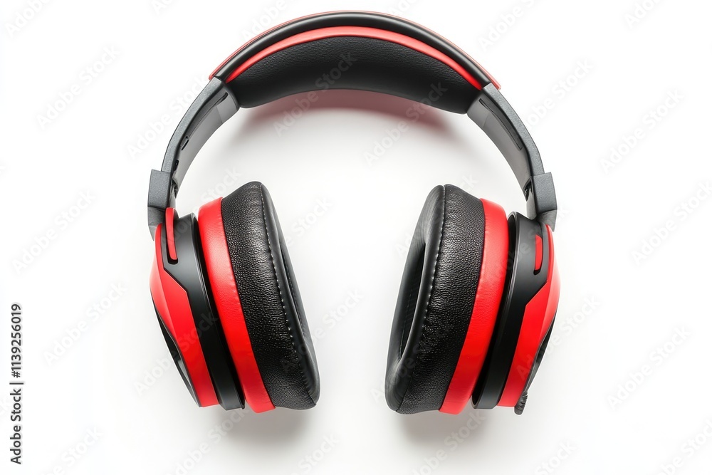 Red and Black Gaming Headphones Isolated on White Red and Black Gaming Headphones Isolated on White