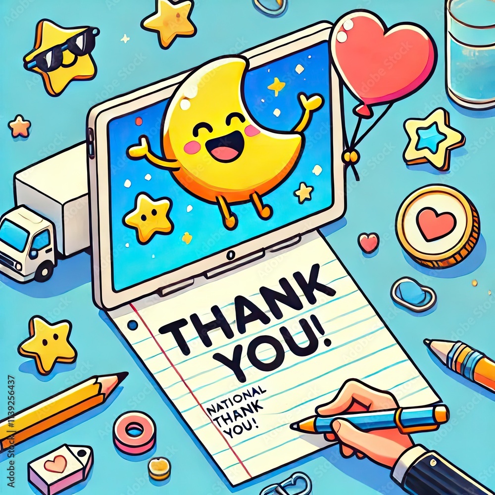 Fototapeta premium illustration Say thank you with style this National Thank You Note Day - write heartfelt notes to show your appreciation and gratitude!