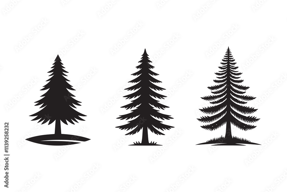 Obraz premium Pine Tree Silhouette Illustration