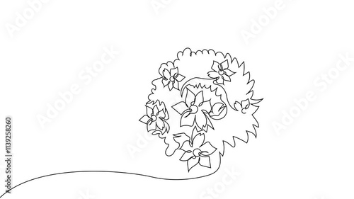 Self-drawing of Santa with gift one line. 2D animation of drawing a chocolate bar over the fireplace. 4k stock video with alpha channel for whiteboard, chalkboard, presentation High quality 4k footage