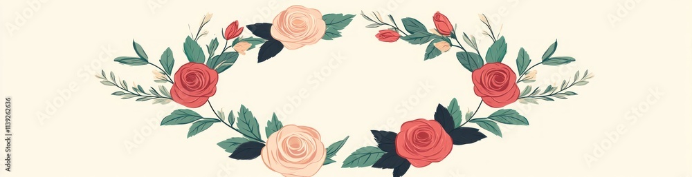 Floral frame with roses, leaves, and buds. Floral frame with roses, leaves, and buds.