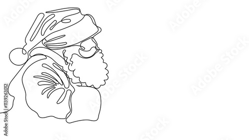 Self-drawing of Santa with gift one line. 2D animation of drawing a chocolate bar over the fireplace. 4k stock video with alpha channel for whiteboard, chalkboard, presentation High quality 4k footage