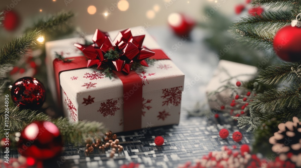 christmas composition on a transparent background with a gift concept christmas composition on a transparent background with a gift concept