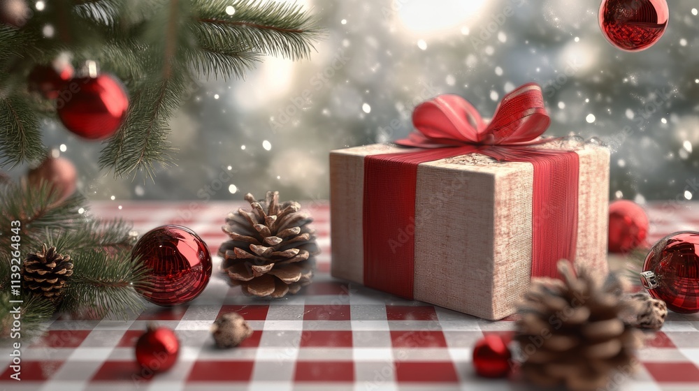 christmas composition on a transparent background with a gift concept christmas composition on a transparent background with a gift concept