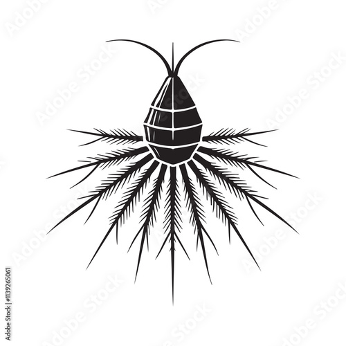 Plankton  Silhouette Vector Illustration, Solid White Background.