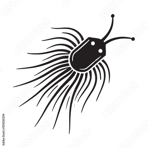 Plankton  Silhouette Vector Illustration, Solid White Background.
