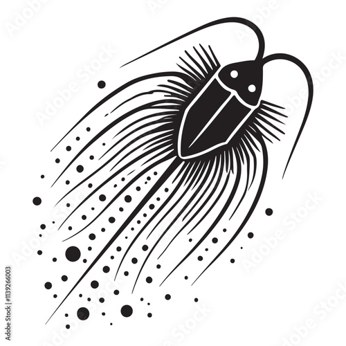 Plankton  Silhouette Vector Illustration, Solid White Background.