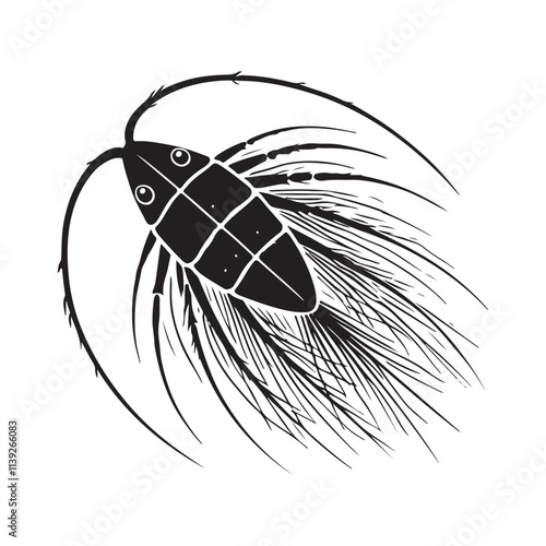 Plankton  Silhouette Vector Illustration, Solid White Background.