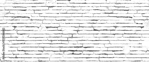 Vector damage white brick wall seamless background texture for backdrop design.