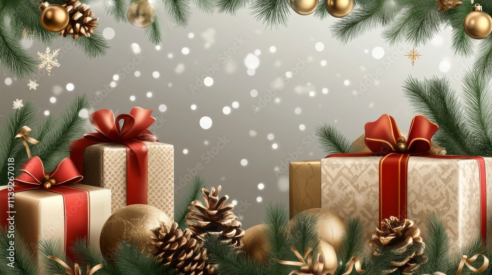 christmas composition on a transparent background with a gift concept christmas composition on a transparent background with a gift concept