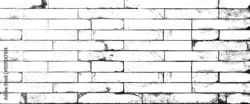 Vector damage white brick wall seamless background texture for backdrop design.