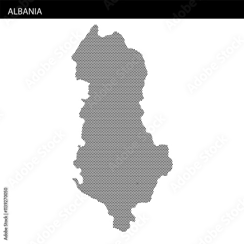 Unique dot pattern map representation of Albania showcasing its geographical outline