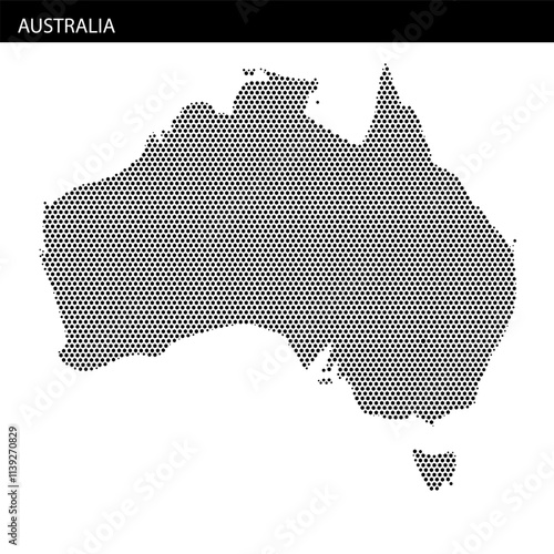 Australia map illustrated with dot patterns showcasing geographical features
