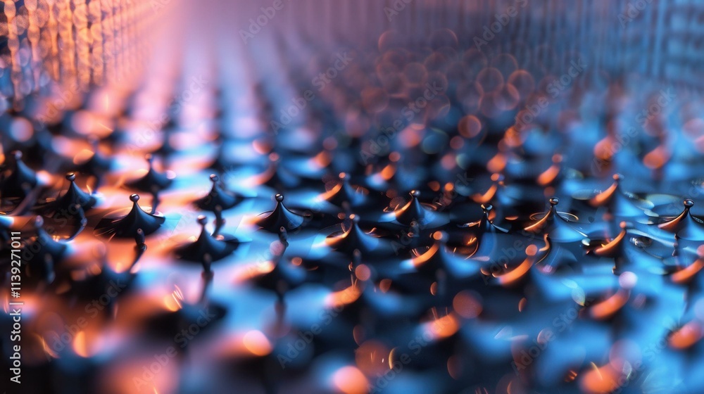 Fototapeta premium Abstract Metal Liquid Surface: Close-up View of a Microscopic Pattern