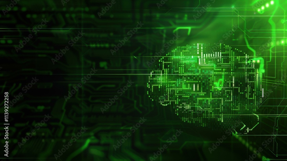 Digital Brain: Abstract AI Neural Network on Circuit Board Background Digital Brain: Abstract AI Neural Network on Circuit Board Background