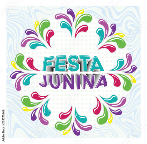 Festa Junina celebration design with colorful fireworks patterns.