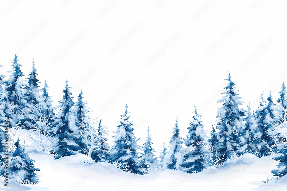Winter Wonderland with Snowy Trees and Clear Blue Sky Background Winter Wonderland with Snowy Trees and Clear Blue Sky Background