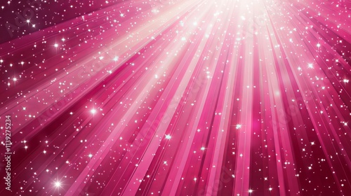 Glittering pink vector background with radiant light rays, delicate sparkles, and scattered stars creating a dreamy, luminous atmosphere photo