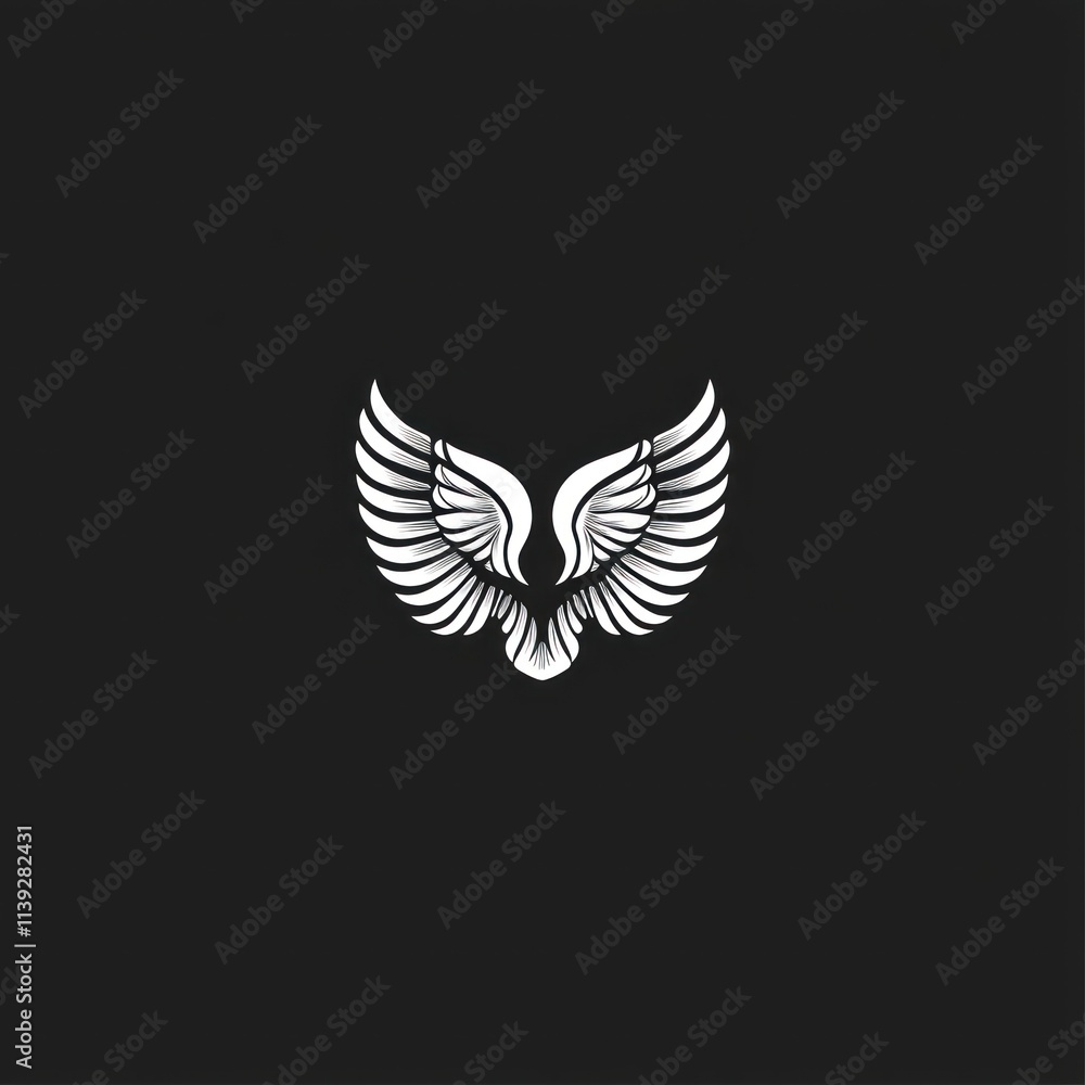 Fototapeta premium Symmetrical white wings on black background.