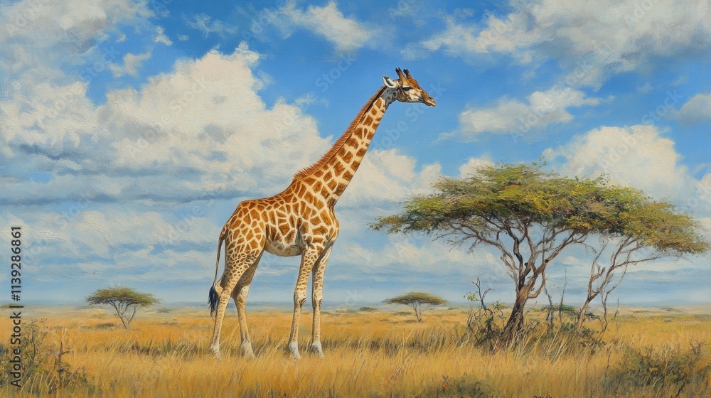 Obraz premium Majestic Giraffe Standing Gracefully in an African Landscape