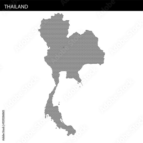 Map of Thailand illustrated with hexagonal dotted patterns and abstract lines