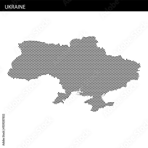 Ukraine outline map filled with dot pattern showcasing geographical features clearly