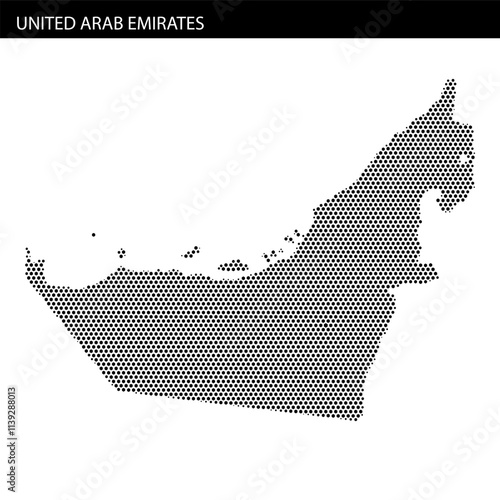 Unique dot art representation of the United Arab Emirates map in modern design