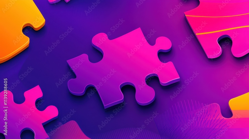 Vibrant Abstract Puzzle Pieces in Mid-Air Design Vibrant Abstract Puzzle Pieces in Mid-Air Design