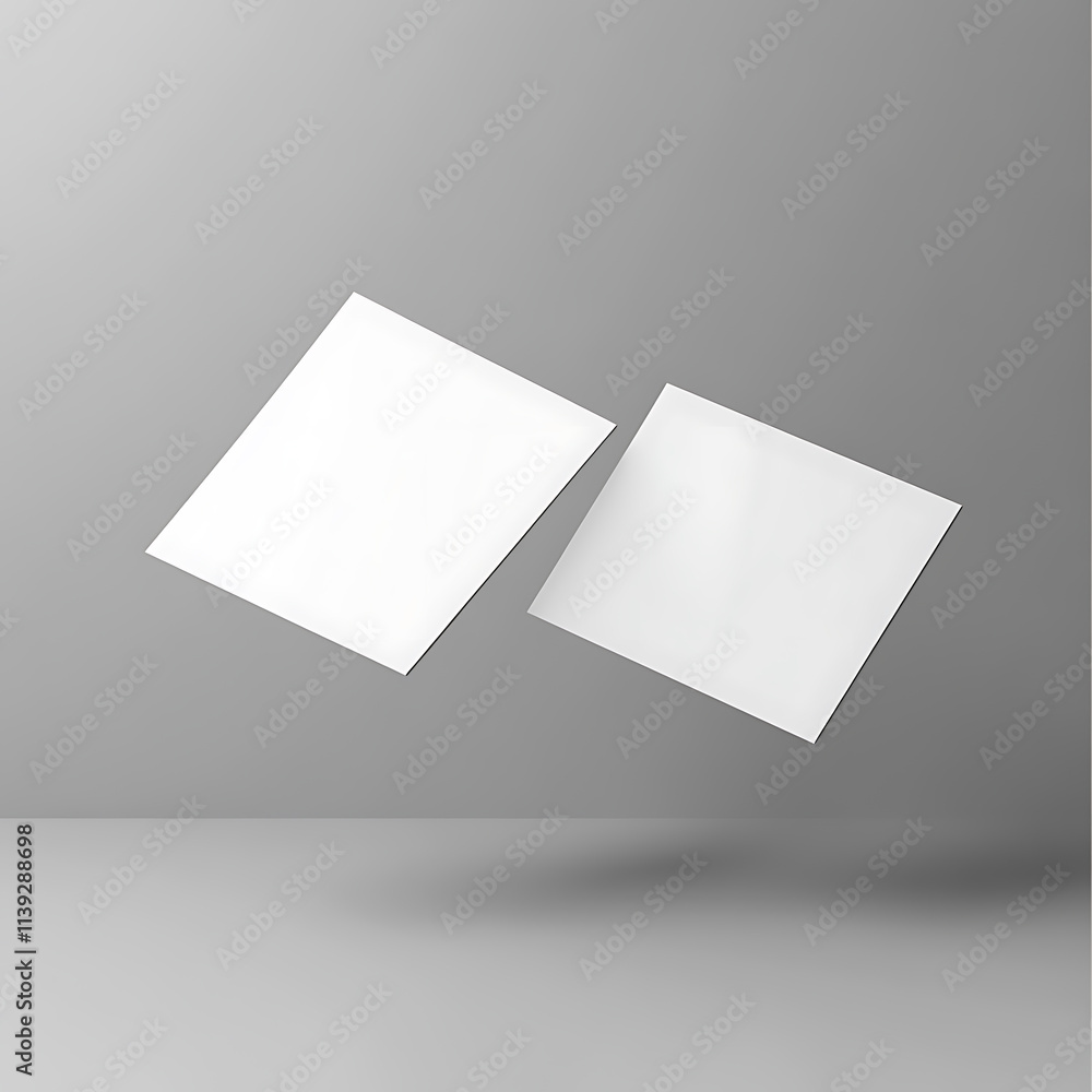 Floating Square Cards Mockup on a Minimalist Gray Background Design Floating Square Cards Mockup on a Minimalist Gray Background Design