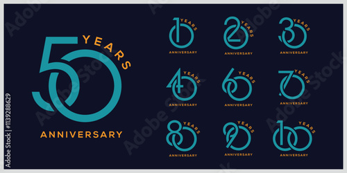 Collection of anniversary logo design. Celebration day special vector symbol concept