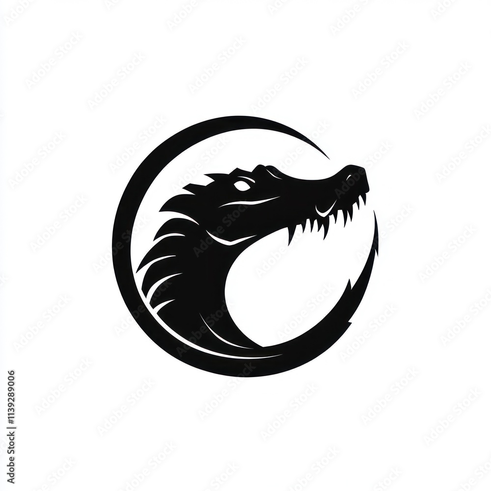 Naklejka premium Stylized alligator head in a circular design.