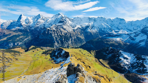 Wallpaper Mural Snow covered mountains of three famous Swiss mountain peaks, Eiger, Mönch and Jungfrau, Switzerland Torontodigital.ca
