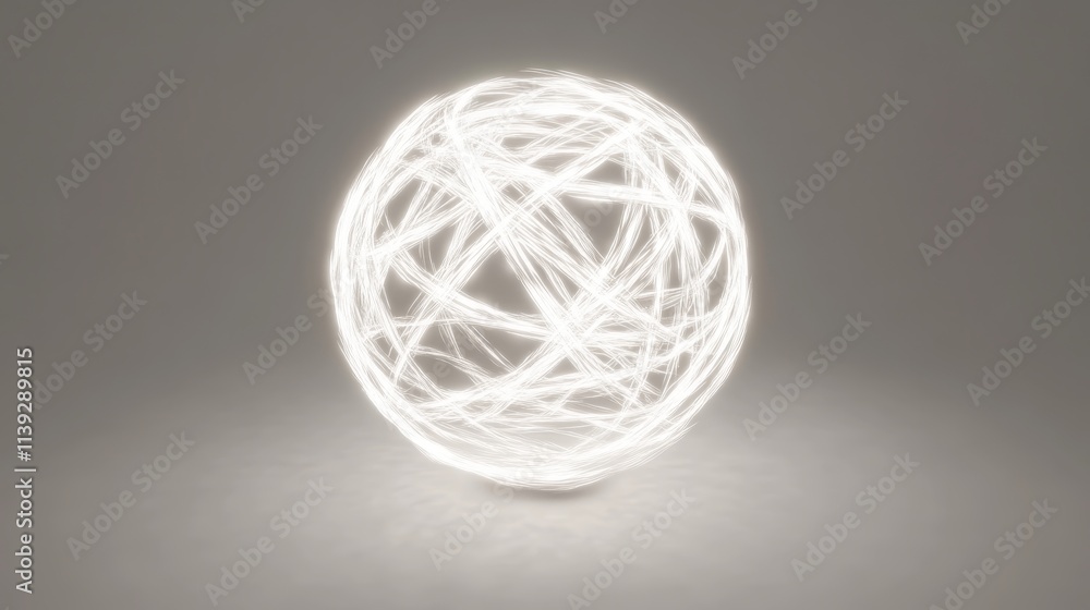 Vibrant Orb Emitting Light Waves in Gray Background