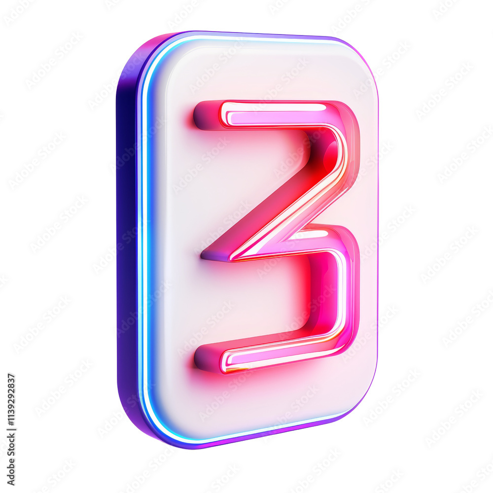 Vibrant Neon Number 3 Icon for Super Sale Promotions and Marketing Campaigns Vibrant Neon Number 3 Icon for Super Sale Promotions and Marketing Campaigns