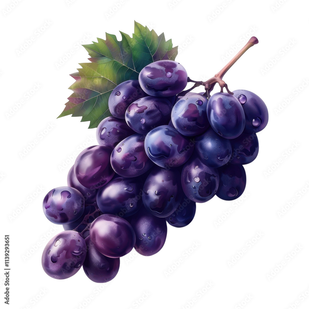 Fototapeta premium Stunning Purple Grapes with Water Drops